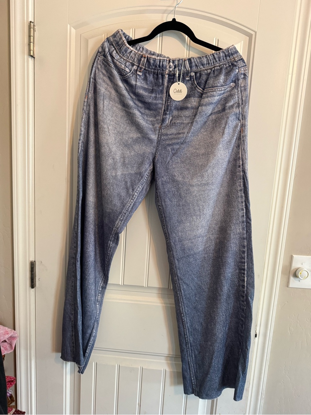 Oddi Los Angeles Acid Wash Elastic Waist Jeans - Light Blue